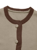 Button-Front Cardigan with Contrast Trim