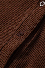 Solid Color Ruffle Trim V Neck Long Sleeve Button Corduroy Shakcet