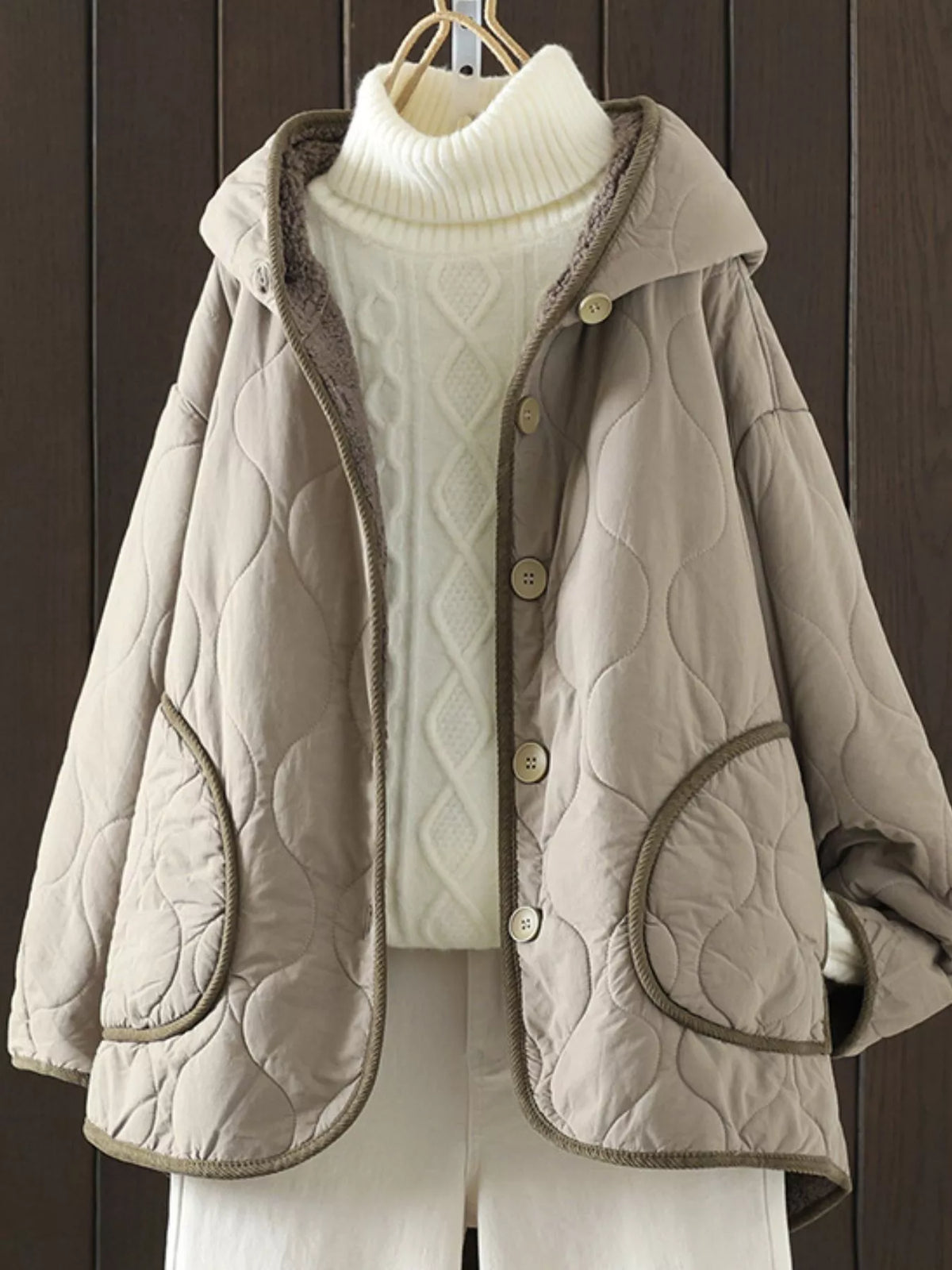 Quilted Hooded Sherpa Lined Outerwear