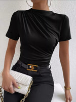 Elegant Draped Short Sleeve Top