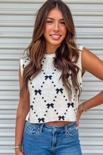 Bow Round Neck Sweater Vest