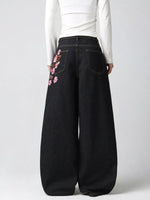 Embroidered Wide-Leg Jeans