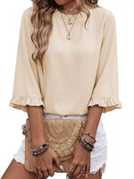 Ruffle Trim Half Sleeve Blouse