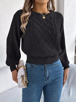 Cable Knit Diamond Pattern Long Sleeve Sweater