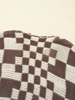 Checkerboard Pattern Sweater Cardigan