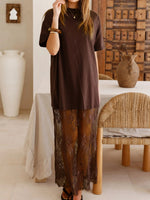 Floral Patchwork Short Sleeve T Shirt Loose Dress