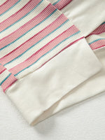 Stripe Stitched Detail Color Block Patchwork Oversized Top
