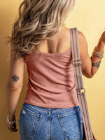 Full Size Ribbed Button Front Tie Hem Cami Tank Top Plus Size
