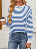 Striped Round Neck Long Sleeve T-Shirt