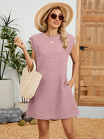 Round Neck Cap Sleeve Mini Dress