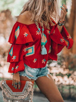 Full Size Off-Shoulder Layered Sleeve Blouse Plus Size