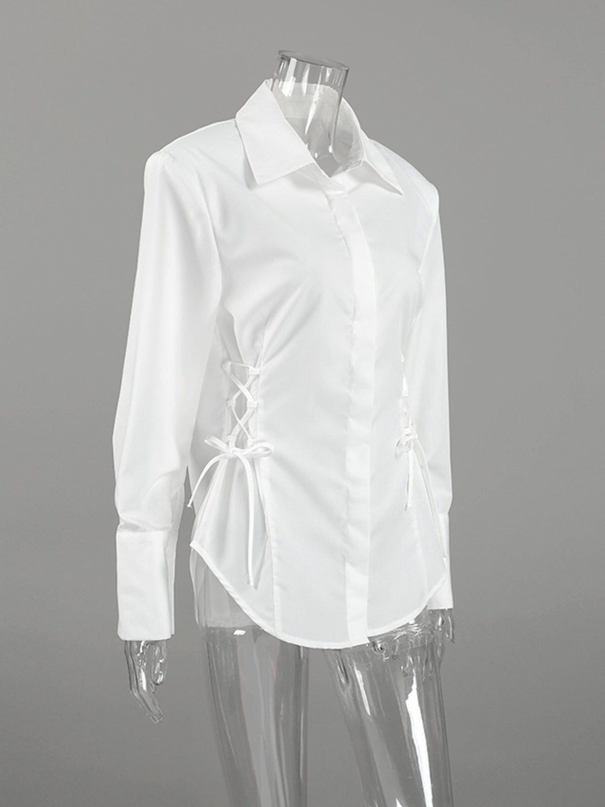 Side Lace Up Button Up Shirt