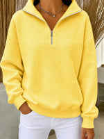 Full Size Waffle Knit Quarter-Zip Sweatshirt Plus Size
