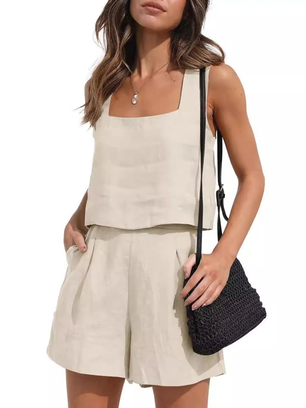 Square Neck Tank and Shorts Set