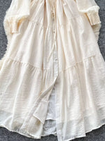Button Down Tiered Long Sleeve Dress