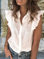 Ruffle Sleeve Button-Up Shirt