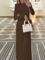 Ruched Knot Front Long Sleeve Maxi Dress