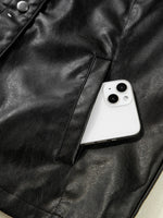 Faux Leather Buttoned Front Boxy Jacket