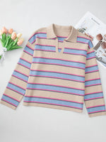 Johnny Collar Long Sleeve Stripe Sweater