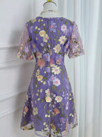 Plus Size Embroidered Floral V-Neck Mini Dress