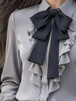 Ruffled Tie Front Long Sleeve Blouse