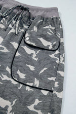 Multicolour Drawstring Contrast Waistband Camouflage Cargo Barrel Pants