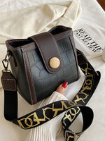 Crocodile Pattern Wide Strap Crossbody Bag
