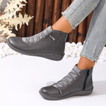 Lace-Up Faux Leather Ankle Boots