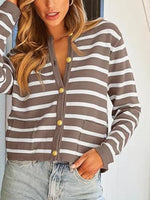Striped Button-Up Cardigan
