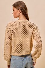 SO ME Open Knitted Button Down Cardigan Sweater Top