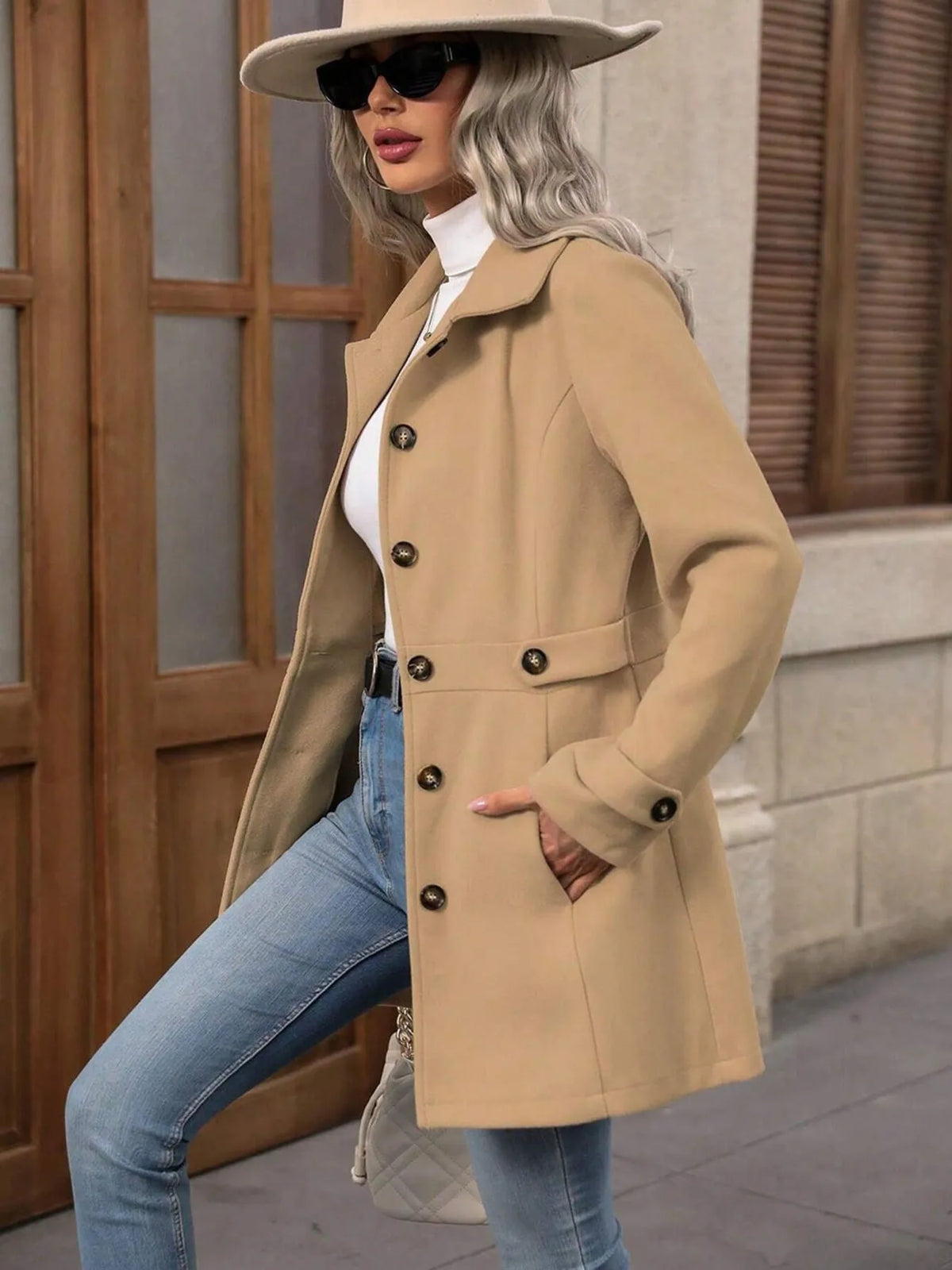 Button Up Long Sleeve Coat