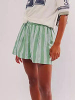 Striped Elastic Waist Casual Shorts