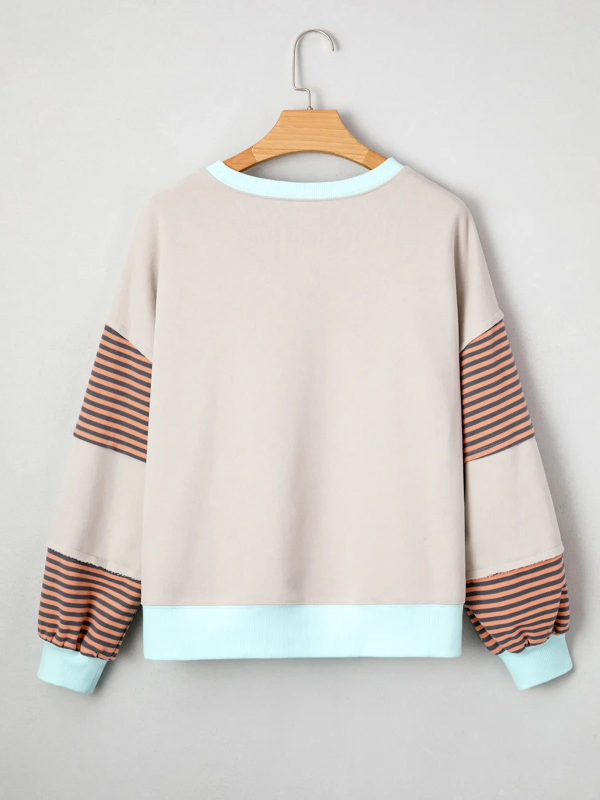 Striped Colorblock Patchwork Drop Shoulder Sweatshirt
