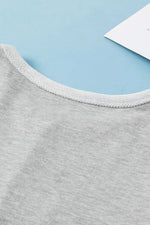 Color Block Double Chest Pocket Boat Neck Top