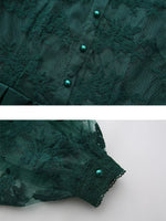 Lace Lantern Sleeve Belted Maxi Dress
