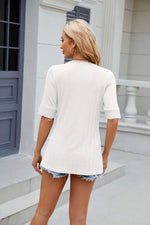 Texture Square Neck Half Sleeve Blouse