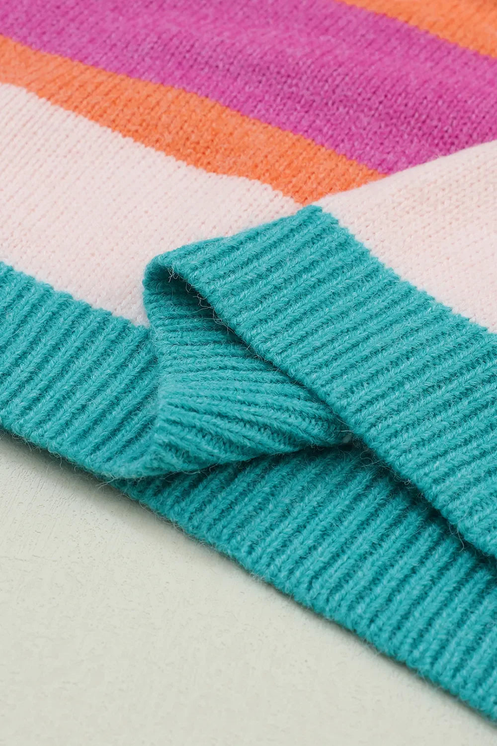 Striped Round Neck Drop Shoulder Sweater