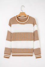 Striped Knit Long Sleeve Sweater