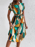 Tie Waist Short Sleeve Dress