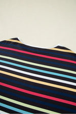 Colorful Striped Short Sleeve Casual T-Shirt