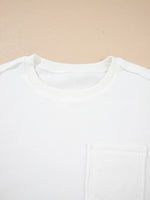 Exposed Seam Chest Pocket Knit Pullover Sweatshirt