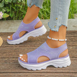 Mesh Open Toe Platform Sandals