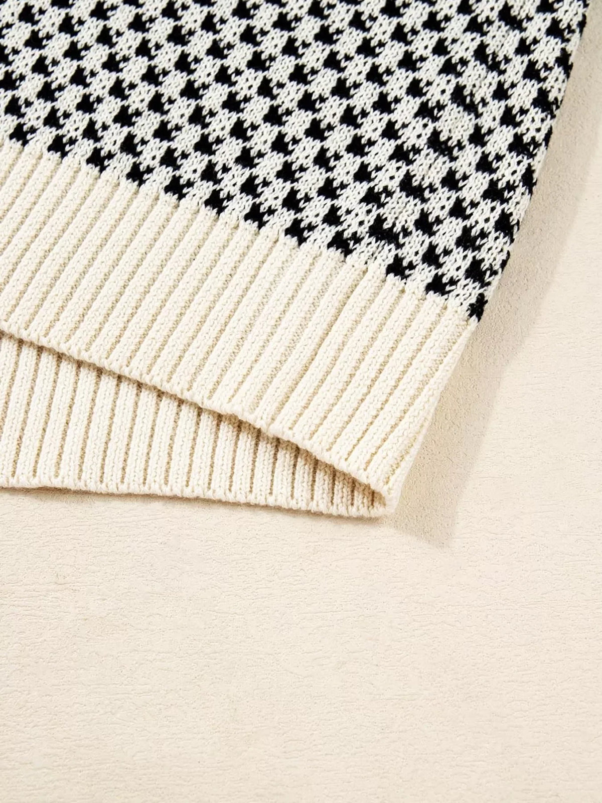 Contrast Color Pattern Lantern Sleeve Sweater