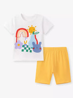 Children's Cartoon Graphic T-shirt and Shorts Set