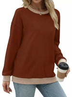 Contrast Trim Crew Neck Casual Sweatshirt