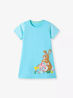 Children's Bunny Striped Sleeve Casual Dress