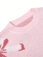 Bow Round Neck Dropped Shoulder Sweater