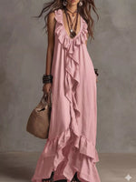 Ruffled Sleeveless Maxi Dress