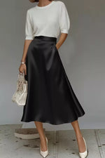 Satin A-Line Midi Skirt