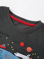 Children's Cartoon Print Round Neck T-Shirt